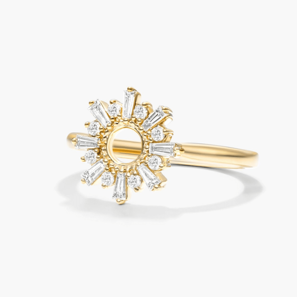 14K Yellow Gold Sunburst Diamond Ring at James Allen