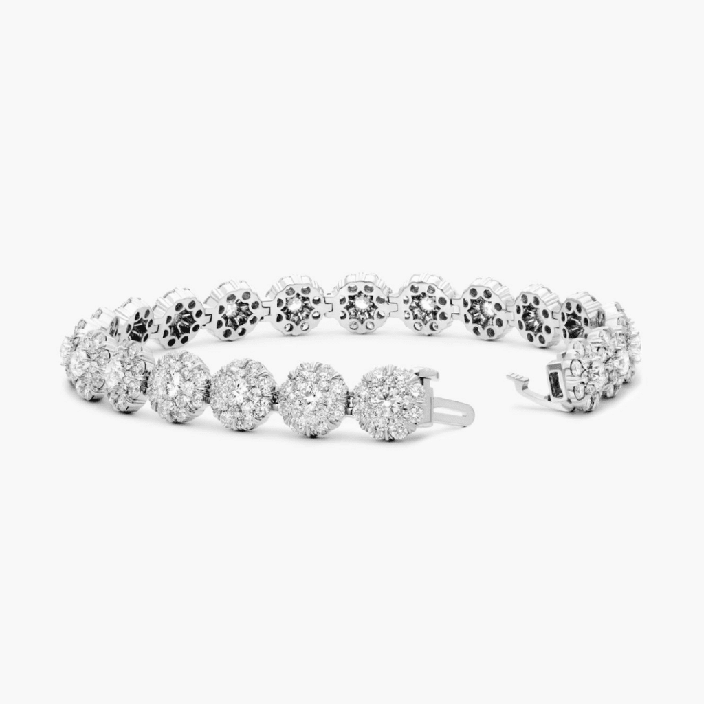 14K White Gold Lab Created Diamond Peony Tennis Bracelet at James Allen