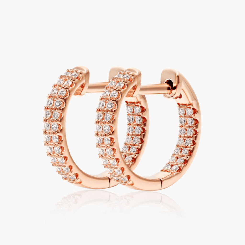 14K Rose Gold Inside-Out Pavé Lab-Created Diamond Hoop Earrings at James Allen