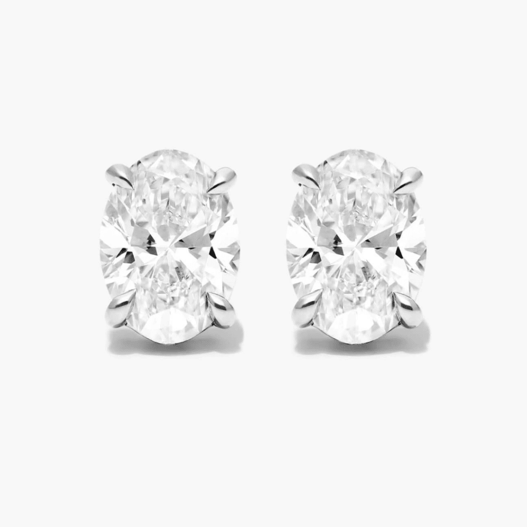 Platinum Oval Shape Diamond Stud Earrings at James Allen