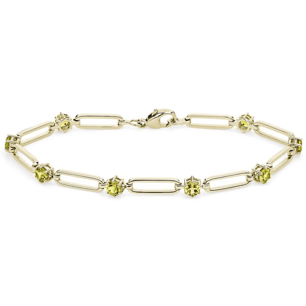 Round Peridot Paperclip Bracelet at Blue Nile