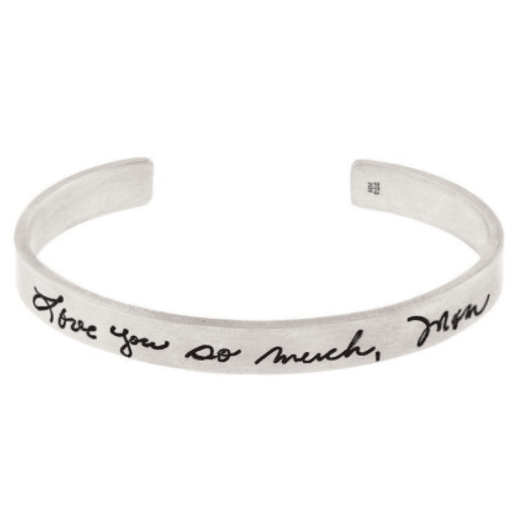 7mm Hand Written Message Silver Cuff Bracelet at Continental Diamonds