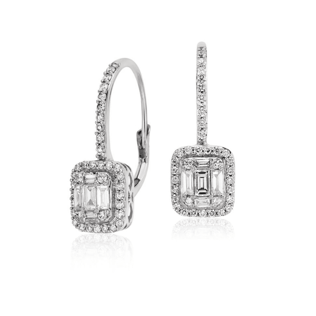 Baguette Diamond Lever Back Drop Earrings at Blue Nile