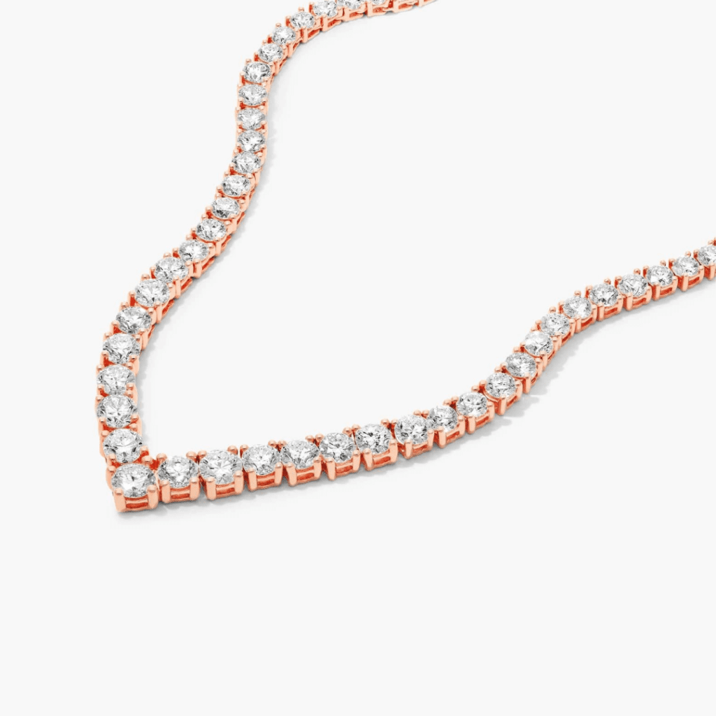 14K Rose Gold Chevron Lab-Created Diamond Tennis Necklace at James Allen