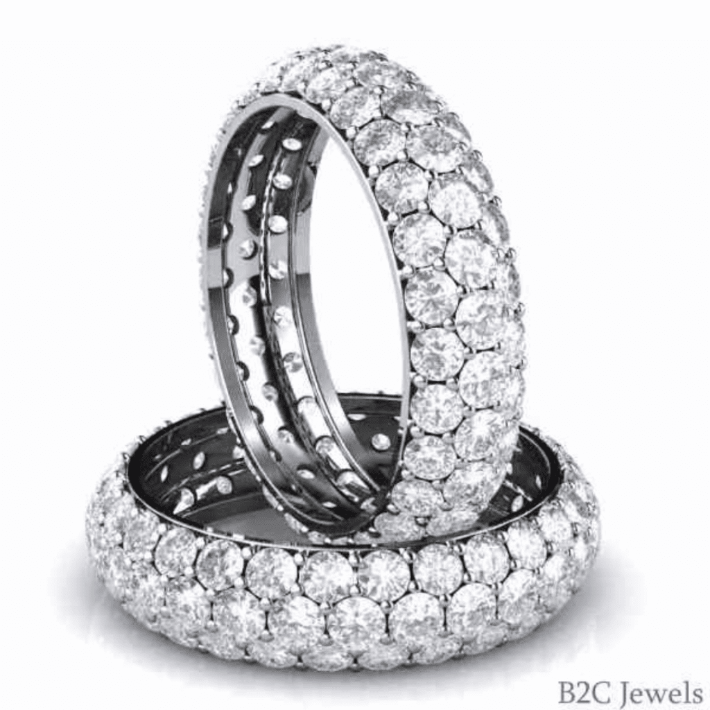 Pavé Set Rounded Diamond Eternity Ring In 14K White Gold at B2C Jewels