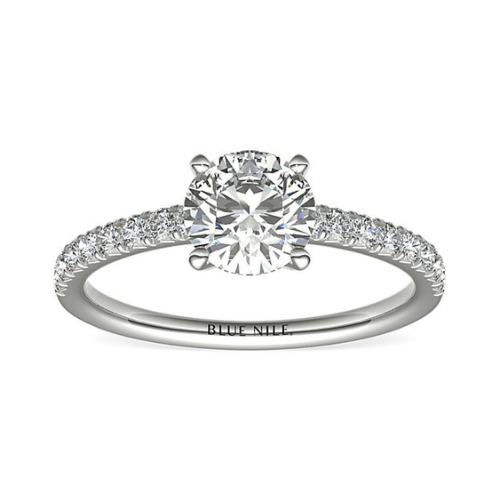 French Pavé Diamond Engagement Ring In Platinum at Blue Nile