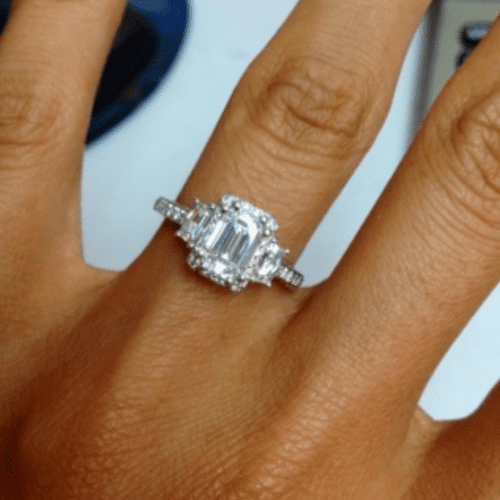 Emerald cut diamond engagement ring