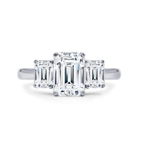 18K White Gold Emerald Cut 3-Stone Engagement Ring Setting at Adiamor