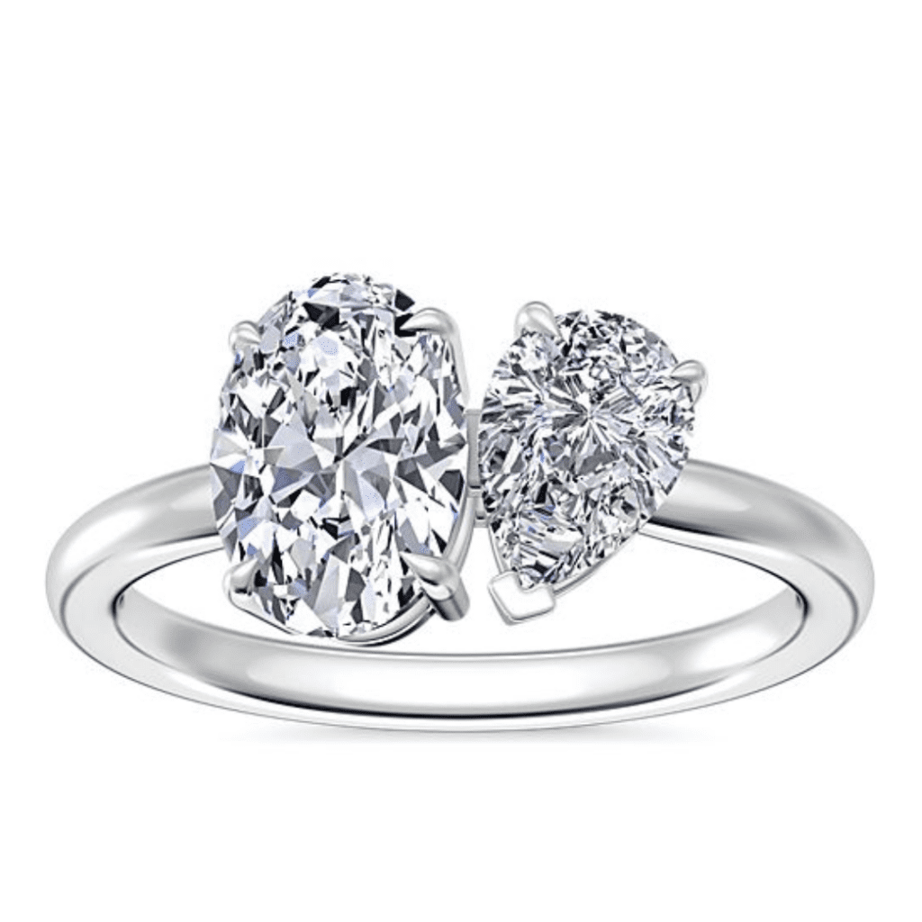 Two Stone Diamond Ring with Pear Shaped Diamond In 14k White Gold at Blue Nile