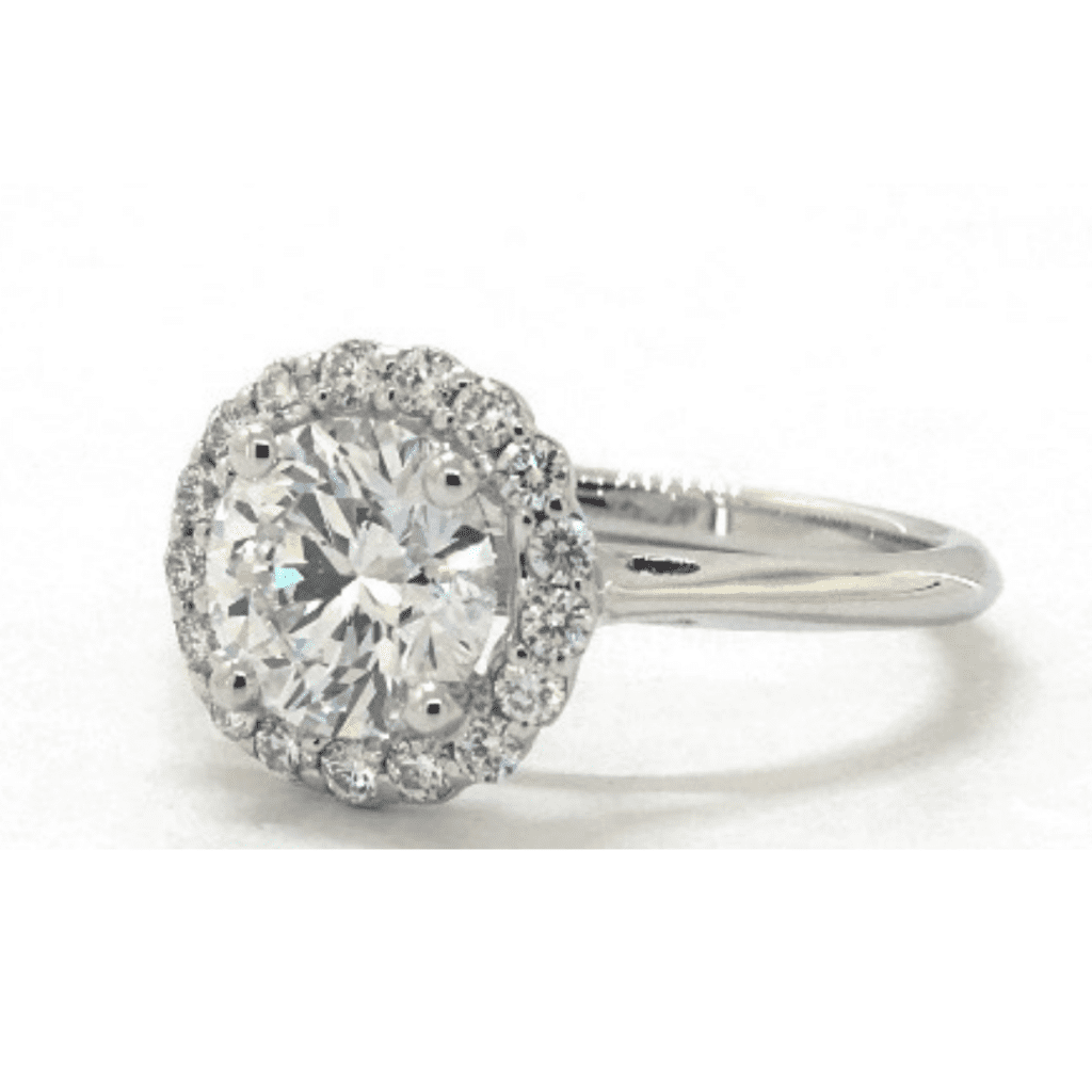 Ideal Cut Round Diamond Floral Halo Diamond Ring at James Allen