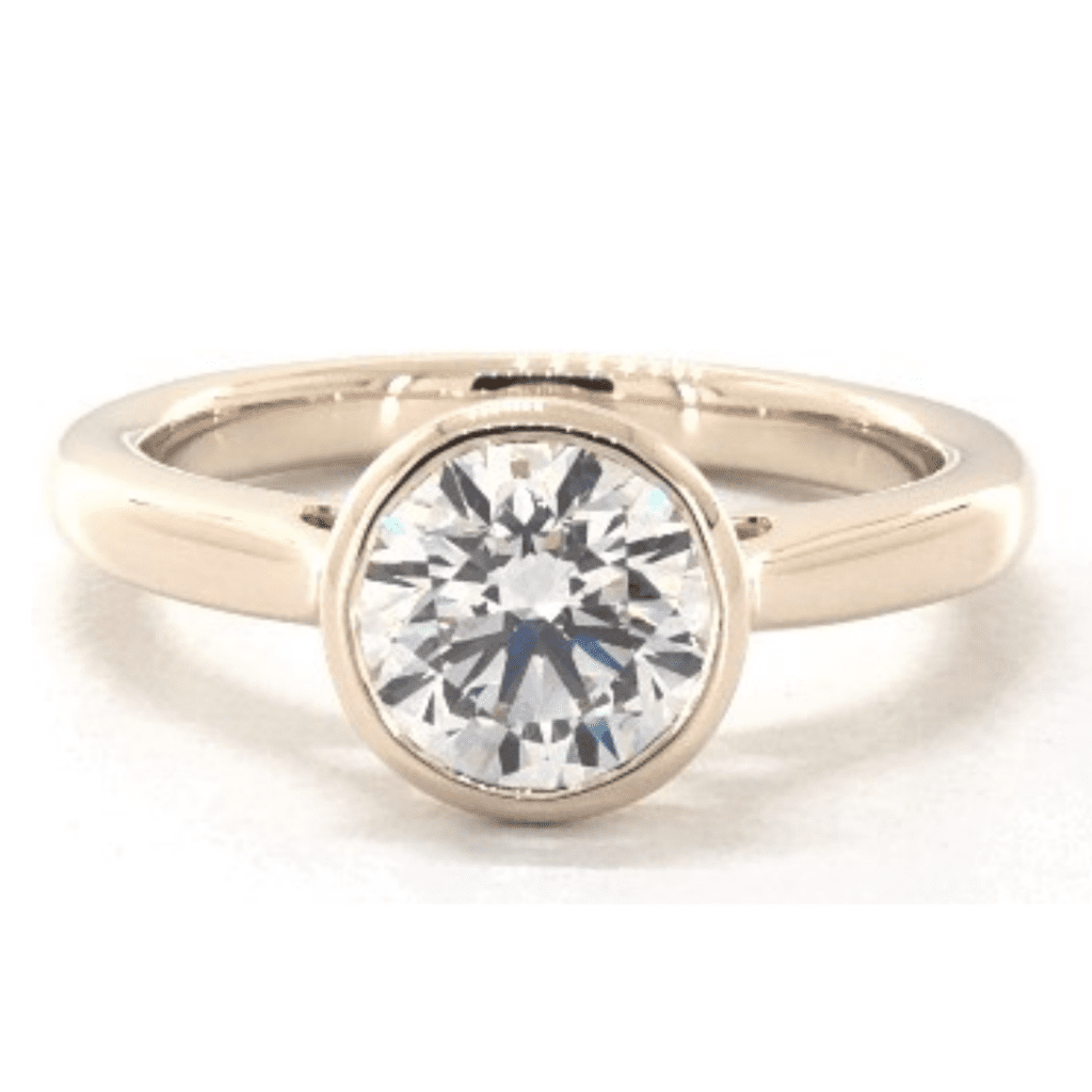 Ideal Cut Round Diamond Bezel Set Diamond Engagement Ring at James Allen