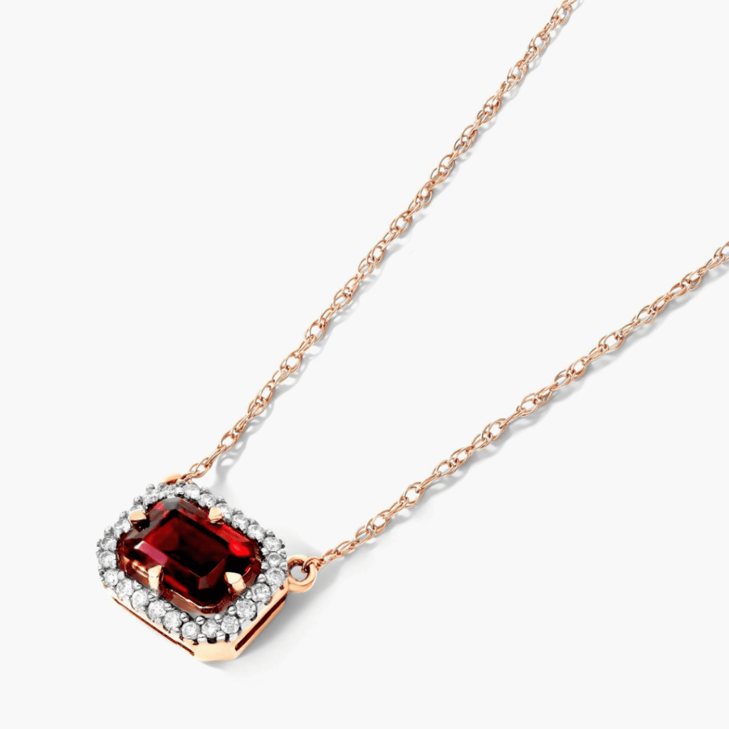 14K Rose Gold Garnet And Diamond Floating Halo Necklace at James Allen