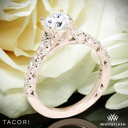18k Rose Gold Tacori Petite Crescent Diamond Engagement Ring at Whiteflash
