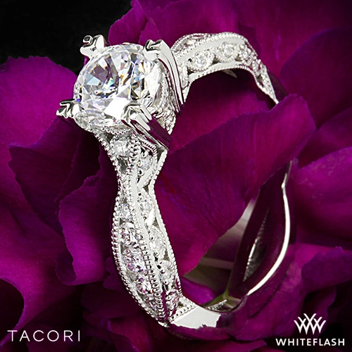 18k White Gold Tacori Classic Crescent Twist Diamond Engagement Ring at Whiteflash