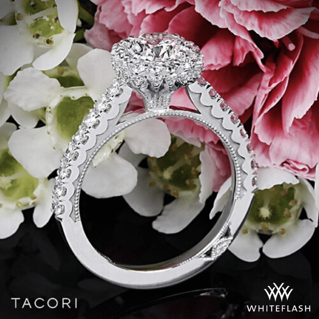 18k White Gold Tacori Full Bloom Cushion Halo Diamond Engagement Ring at Whiteflash