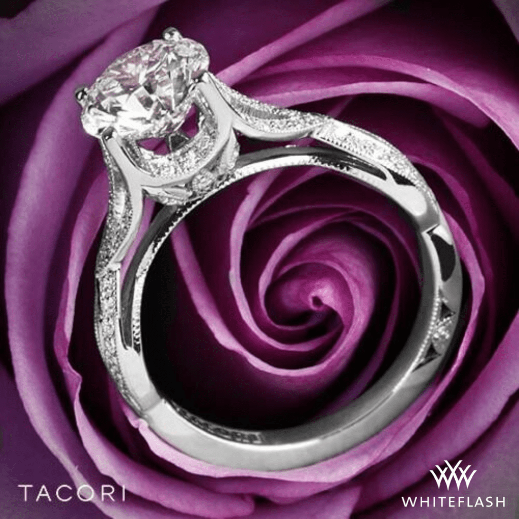 18k White Gold Tacori Ribbon Diamond Engagement Ring at Whiteflash