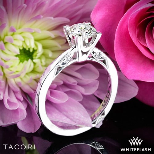 18k White Gold Tacori Simply Tacori Flat-Edge Solitaire Engagement Ring at Whiteflash