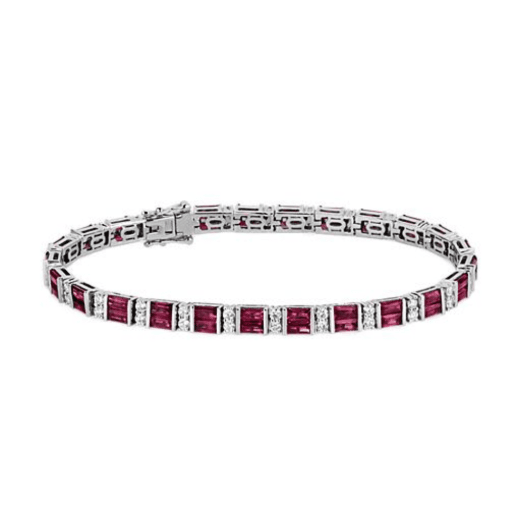 Ruby Baguette And Diamond Bracelet In 14k White Gold at Blue Nile