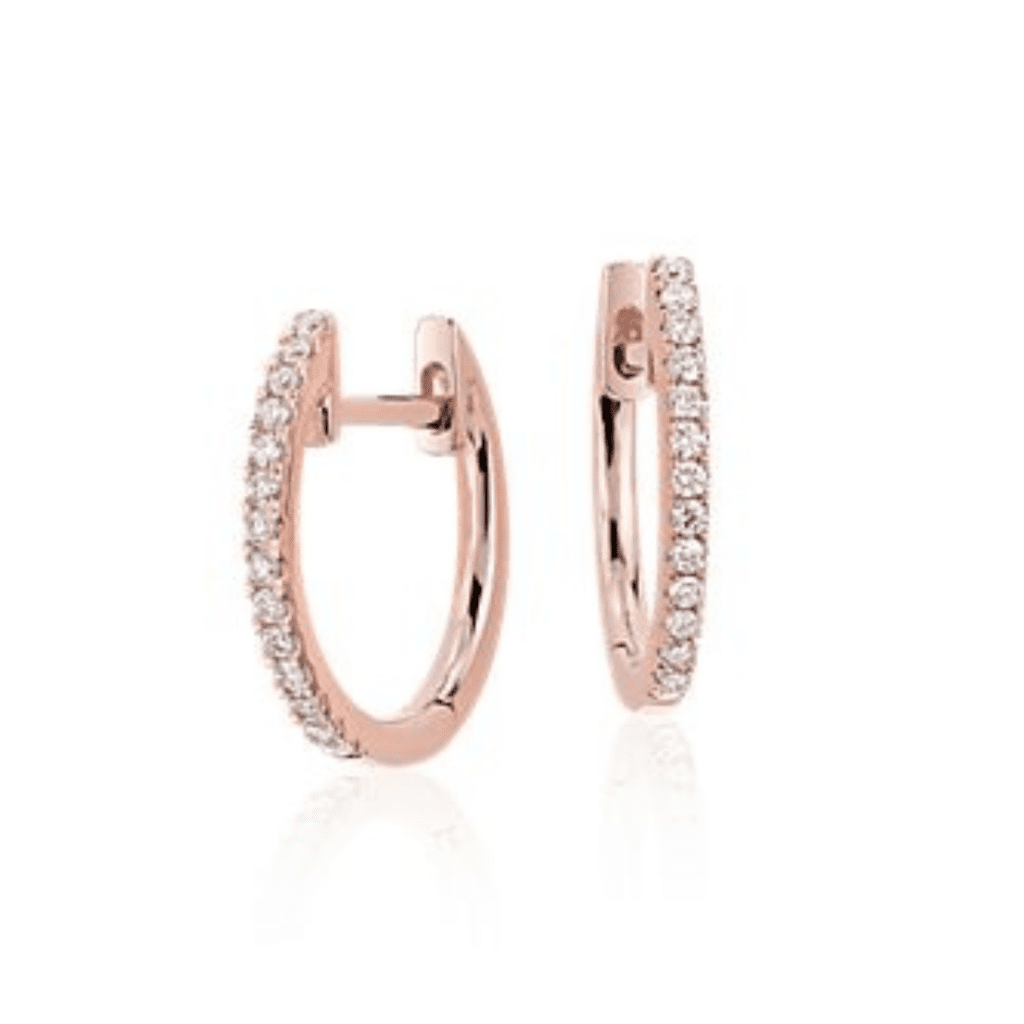 Petite Diamond Huggie Hoop Earrings In 14k Rose Gold at Blue Nile