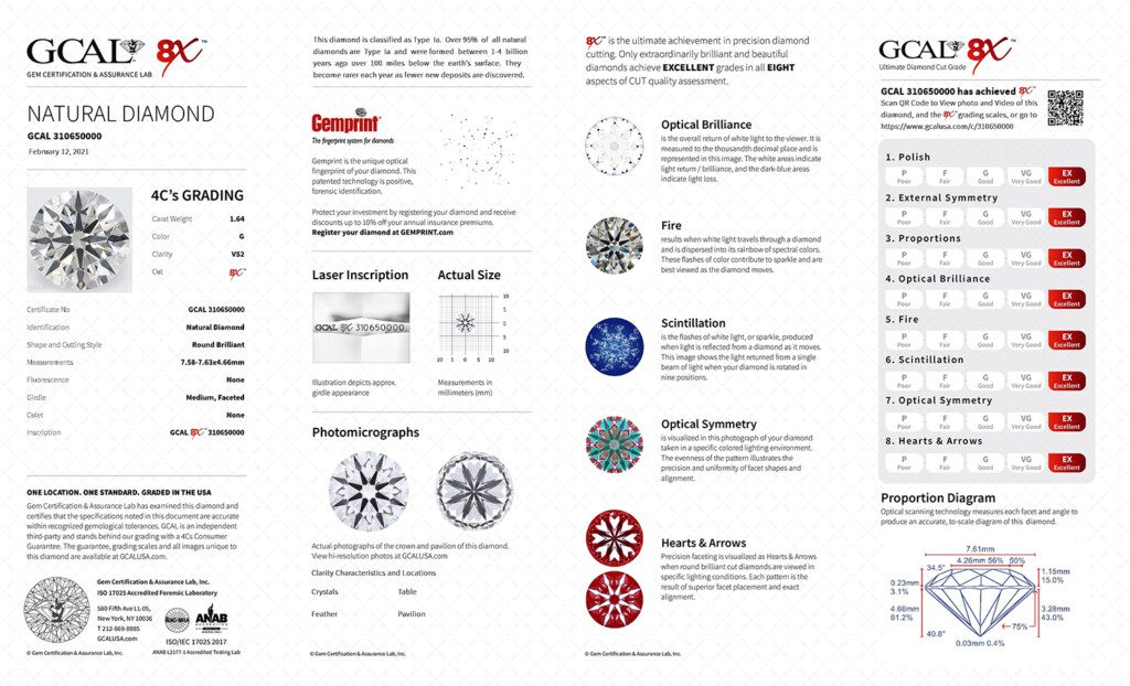 GCAL Natural Round Diamond Certificate