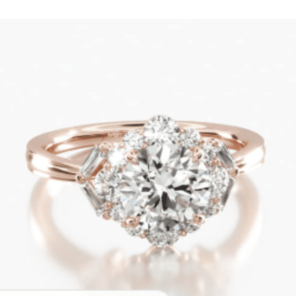 14K Rose Gold Vintage Glamour Halo Diamond Engagement Ring at James Allen