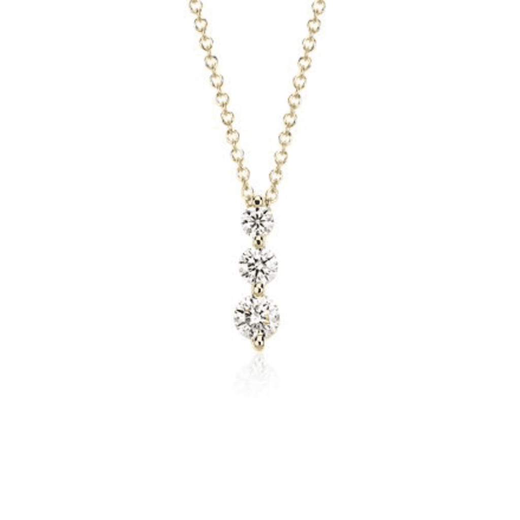 Three-Stone Drop Diamond Pendant In 18k Yellow Gold at Blue Nile