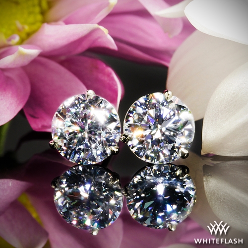 1.027ct D VVS1 A CUT ABOVE® Round Diamond set in 3 Prong Martini Diamond Earrings at Whiteflash