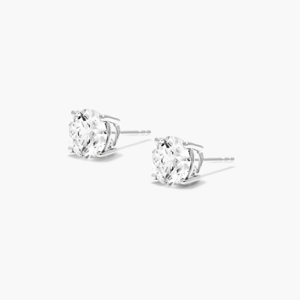 14K White Gold Four Prong Round Brilliant Lab Created Diamond Stud Earrings (0.25 CTW - F-G VS2-SI1) at James Allen