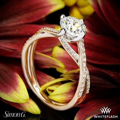 18k Rose Gold Simon G. Fabled Diamond Engagement Ring at Whiteflash