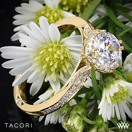 18k Yellow Gold Tacori Dantela Crown Diamond Engagement Ring at Whiteflash