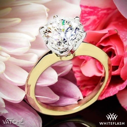 18k Yellow Gold Vatche 6-Prong Solitaire Engagement Ring for 4ct and Larger Diamonds at Whiteflash