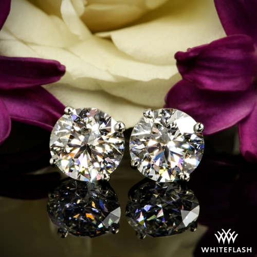 2.016ct J SI1 A CUT ABOVE® Round Diamond set in 4 Prong Martini Diamond Earrings at Whiteflash