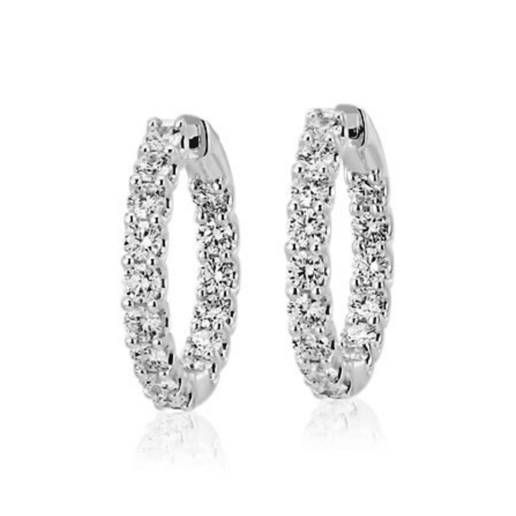 Diamond Eternity Hoop Earrings In 18k White Gold at Blue Nile