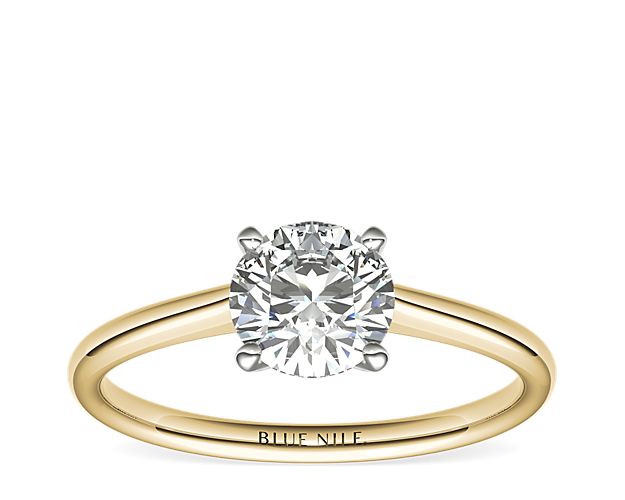 Petite Solitaire Engagement Ring In 14k Yellow Gold