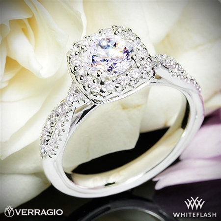 14k White Gold Verragio Renaissance 918CU Halo Diamond Engagement Ring