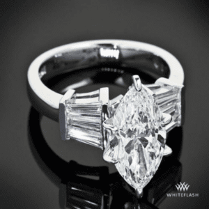 Marquise Diamond and Baguette Diamond Engagement Ring at Whiteflash