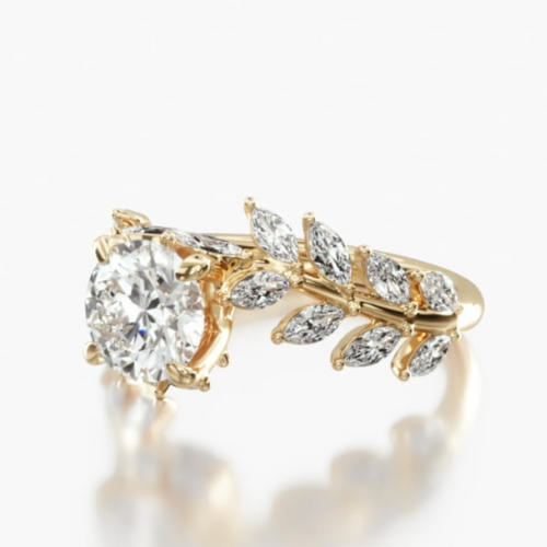 14K Yellow Gold Diamond Vine Engagement Ring at James Allen