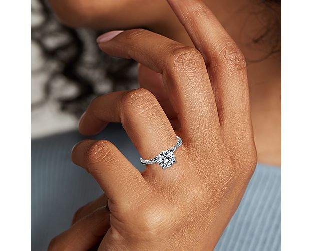 Petite Twist Diamond Engagement Ring In Platinum (1/10 Ct. Tw.)