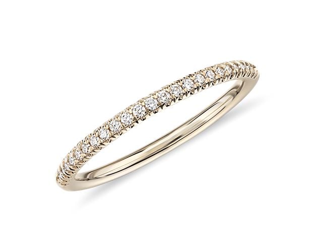 14K yellow gold diamond wedding band for women