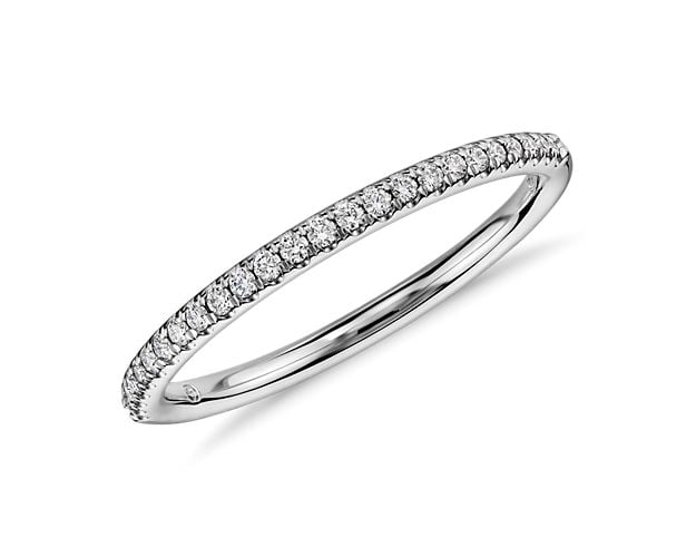 14K white gold wedding band for women