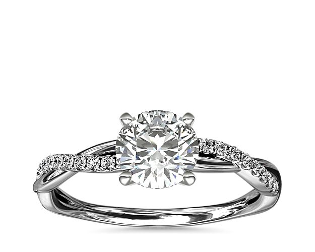 Petite Twist Diamond Engagement Ring In Platinum (1/10 Ct. Tw.)