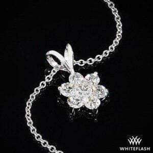 0.15ctw 14k White Gold Flower Cluster Diamond Pendant (6mm diam.)