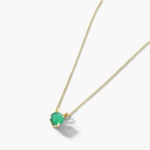 14K Yellow Gold Emerald Birthstone Necklace