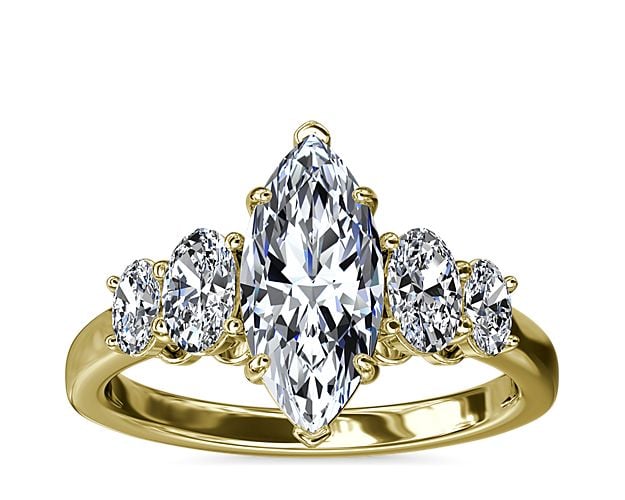 Graduated Oval Diamond Engagement Ring In 18k Yellow Gold (1/2 Ct. Tw.)