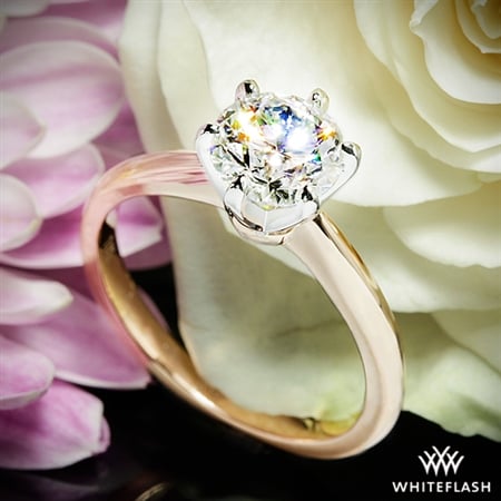 18k Rose Gold Elegant Solitaire Engagement Ring with White Gold Head