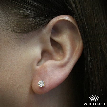 18k Yellow Gold "W-Prong" Diamond Earrings - Settings Only