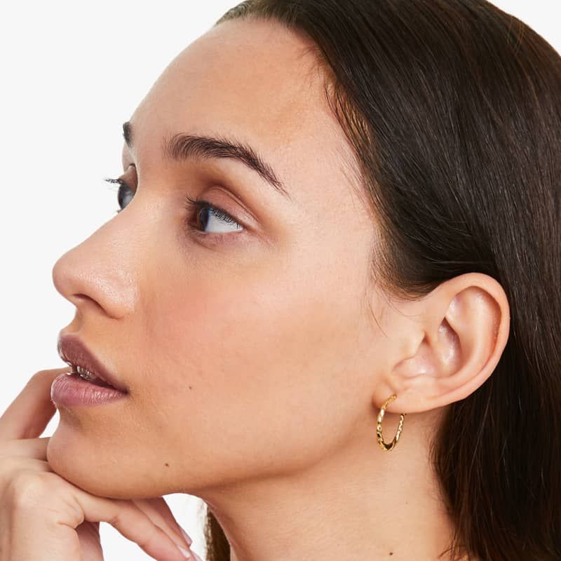 14K Yellow Gold Woven Hoop Earrings