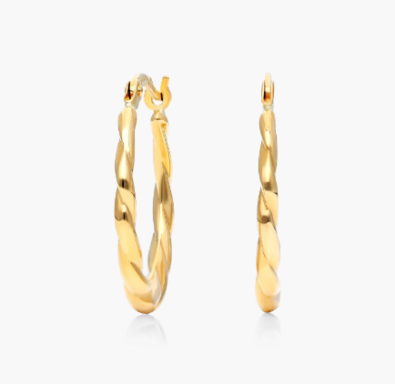 14K Yellow Gold Woven Hoop Earrings
