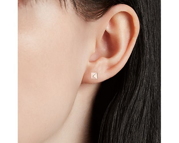 Pyramid Stud Earrings In 14k Rose Gold (6.3 Mm)