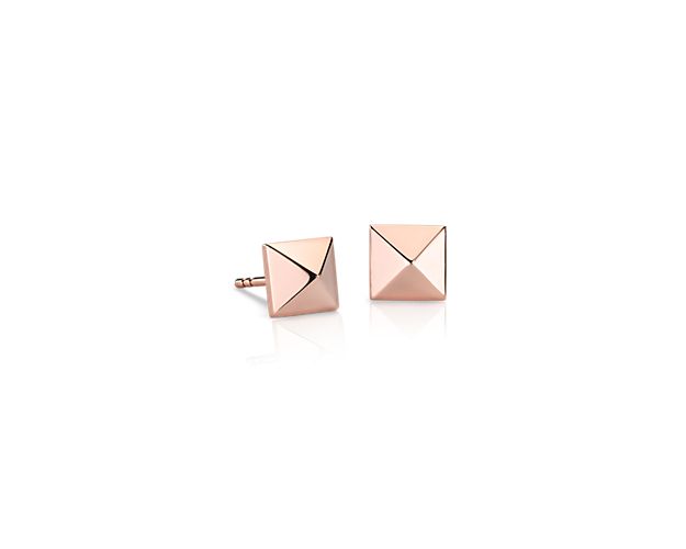 Pyramid Stud Earrings In 14k Rose Gold (6.3 Mm)